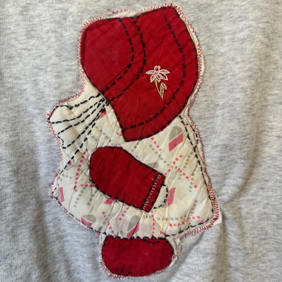 Upcycled Cottagecore Bonnet Girl Hoodie | Old Navy Small | Handmade Quilt - Picture 4 of 6